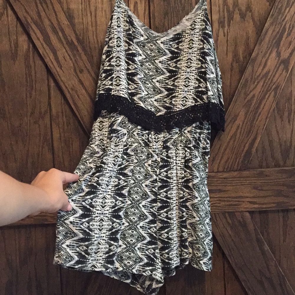 black and white romper